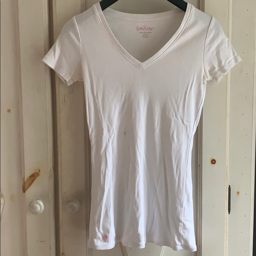 Lilly Pulitzer White V-Neck T-Shirt